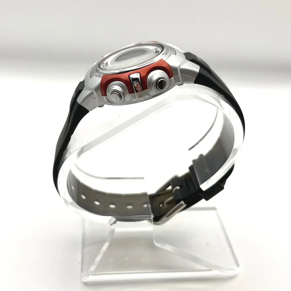 Timex 1440 Sports Digital Watch‎ Silver Red Black Resin Strap WR 50M Indiglo